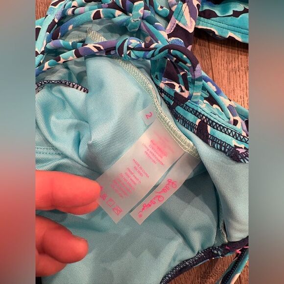 Lilly Pulitzer Blue Floral One Piece Swimsuit - Picture 4 of 7